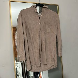 Brown suade long sleeve button down